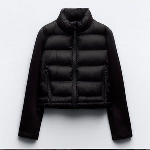 Zara cropped puffer jacket black size large